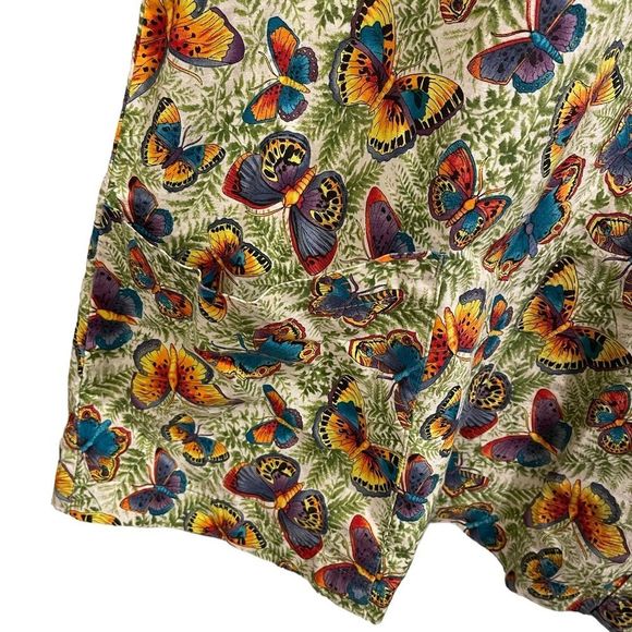 Cotton Club Retro Fun Multicolor Butterfly and Fern Short Sleeve Medical Scrubs - Picture 3 of 7